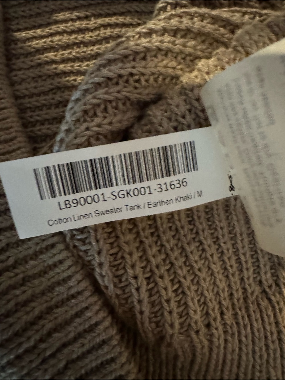 Quince Cotton Linen Sweater Tank Earthen Khaki - Picture 9 of 9